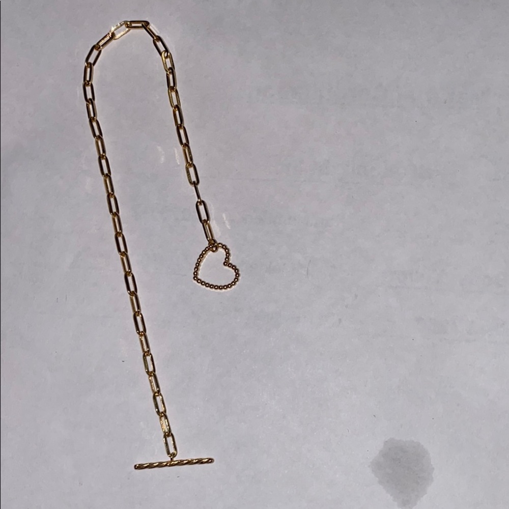 18kt solid Gold Heart paper clip Chain Bracelet